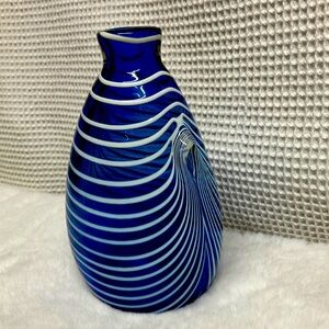 Art Glass, Cobalt blue with white striping